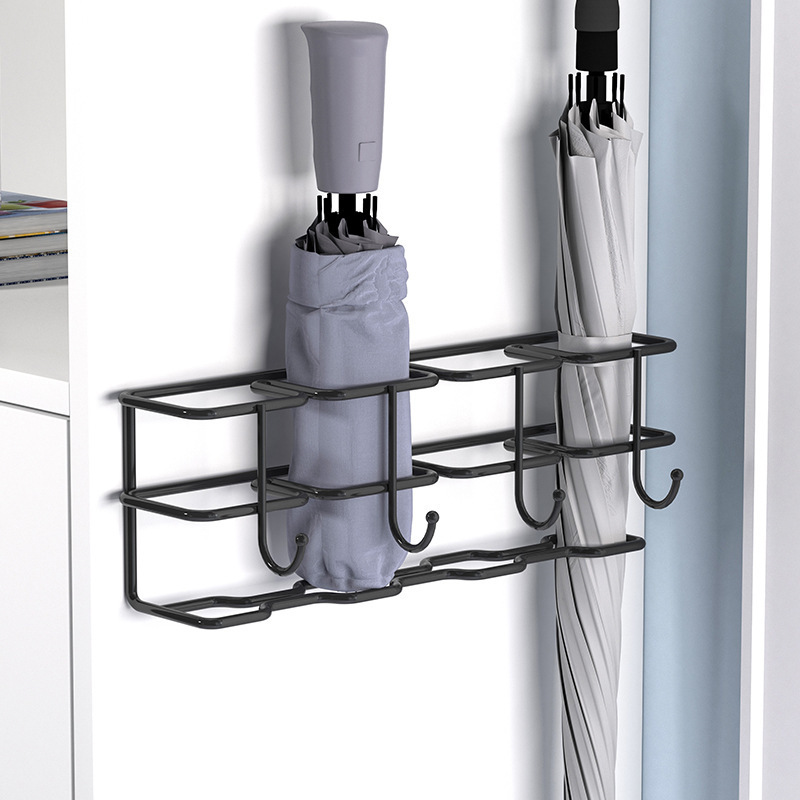 Wall-mounted umbrella storage rack for home doorway entryway