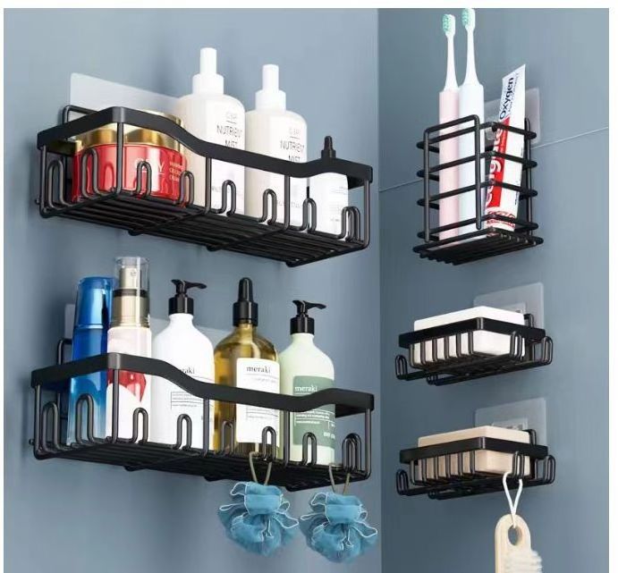 Shower Caddy 5 Pack Bathroom Storage&Home Decor&Kitchen No Drilling Large Capacity Rustproof Stainless Steel Bathroom Organizer