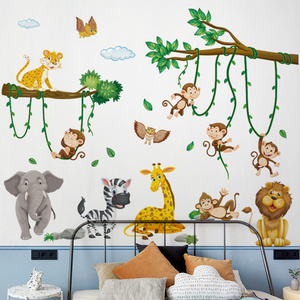 Cartoon Animals Early Learning Children's Room Self-Adhesive Wallpaper Stickers