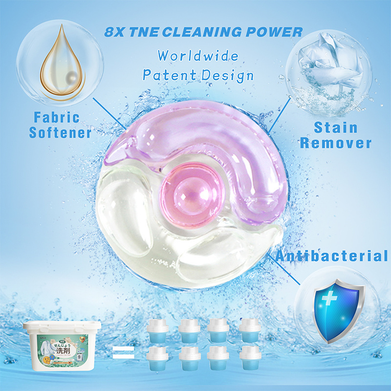 OEM/ODM Clothes Washing Liquid Laundry Pods Laundry Capsules Soap Detergent with Super Strong Cleaning Power and Fancy Fragrance