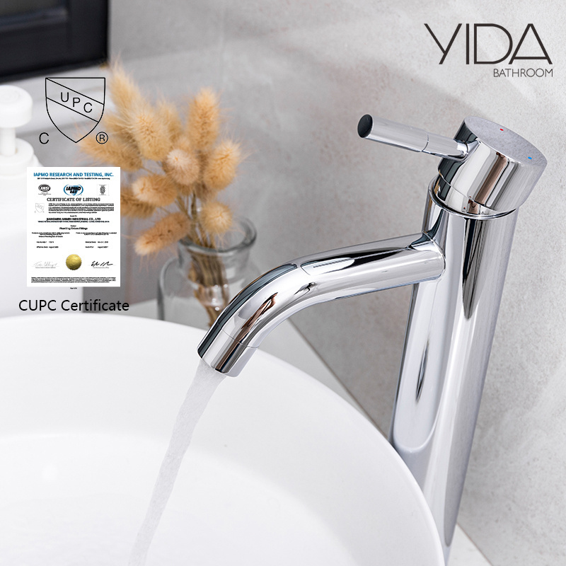 CUPC Stainless Steel High Basin Faucet ,  Lavatory Basin Mixer Faucets bathroom Taps And Mixers