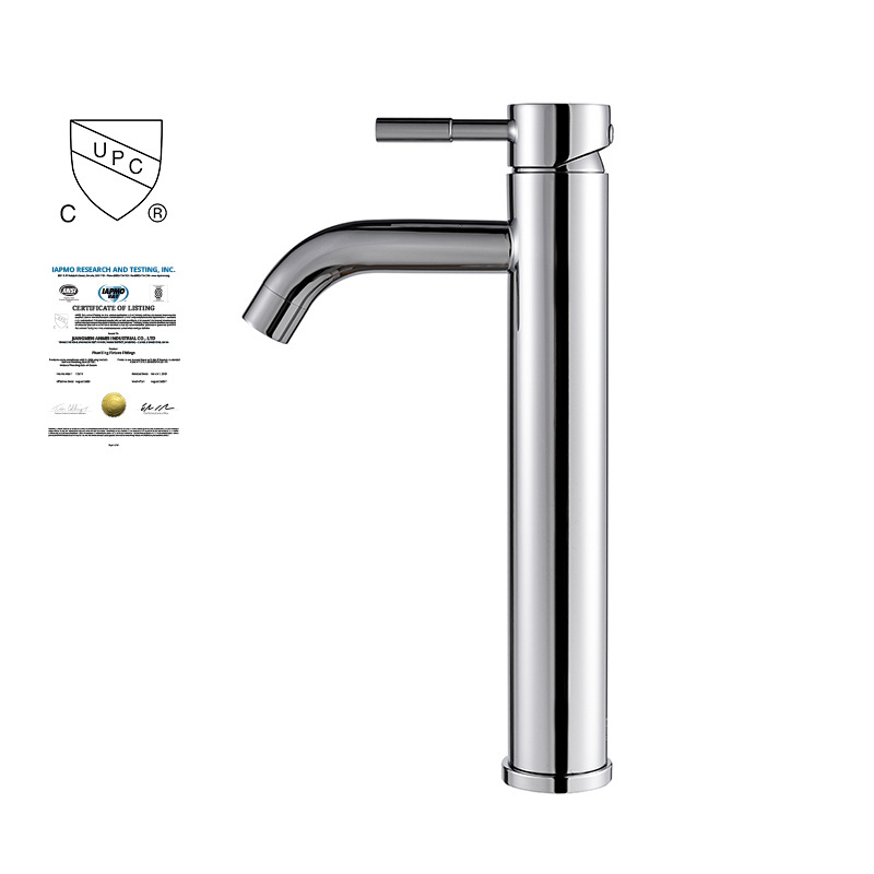 CUPC Stainless Steel High Basin Faucet ,  Lavatory Basin Mixer Faucets bathroom Taps And Mixers