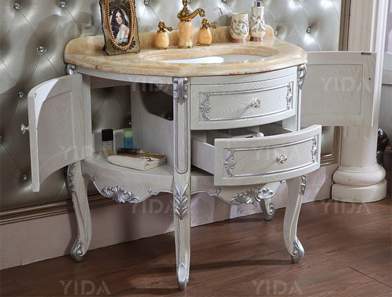 Luxury Gothic Classical Antique Mirror Vanity Bathroom Furniture Cabinet