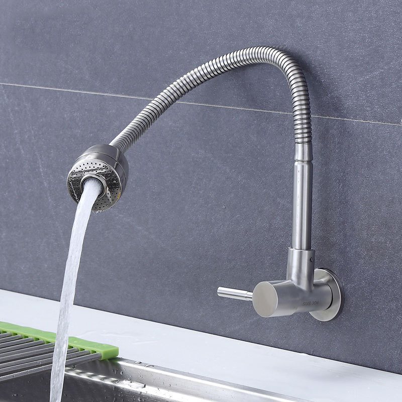 Fashion Design Single Lever Pull Down Flexible Wall Mounted German 304SS Stainless Steel Kitchen Faucet Sink Mixer