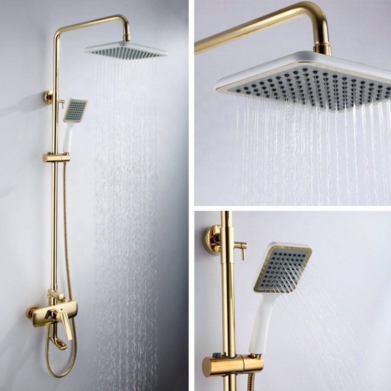 Upc Shower Faucet Cartridge Rain Exposed Plastic Hair Brush Shower Head Extension System Gold Shower Set