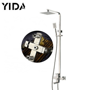 UPC high quality square shower column bathroom outdoor shower set hotel stainless steel hot and cold water mixer shower