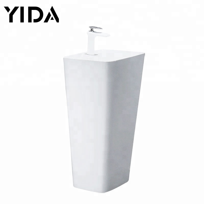 Natural stone vessel pedestal basin freestanding acrylic resin marble bathroom lavamano sink