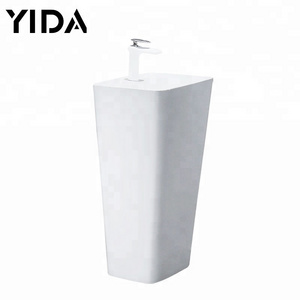 Natural stone vessel pedestal basin freestanding acrylic resin marble bathroom lavamano sink