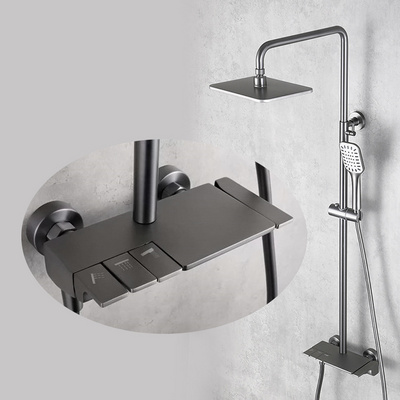 yida piano keys design modern black exposed rain shower mixer faucet gun grey thermostatic shower column system set bathroom