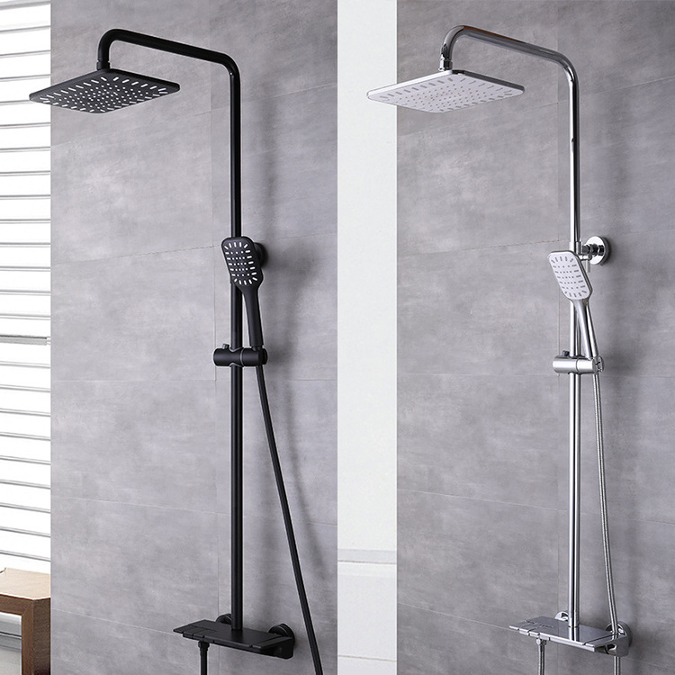 yida piano keys design modern black exposed rain shower mixer faucet gun grey thermostatic shower column system set bathroom