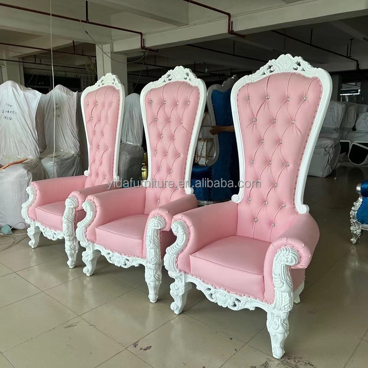 Ready to Ship Wedding Gold Royal King Pink White Purple Throne Wedding Chair For Queen Wholesale