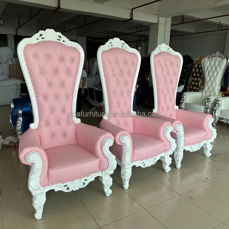 Ready to Ship Wedding Gold Royal King Pink White Purple Throne Wedding Chair For Queen Wholesale