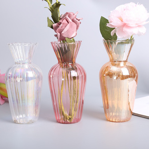 Most Popular mini clear glass vases for Home decoration pink flower vases