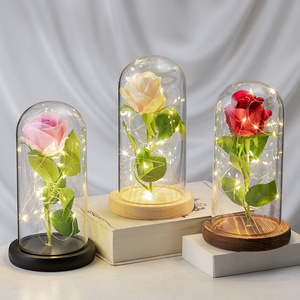 High quality eternal life flower glass dome cover for Christmas decoration