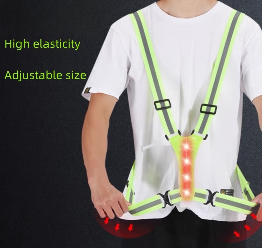 Best Safety Utility Vest LED Flashing Reflective Bike Vest for Night Cycling High Visibility Safety Chest Vest