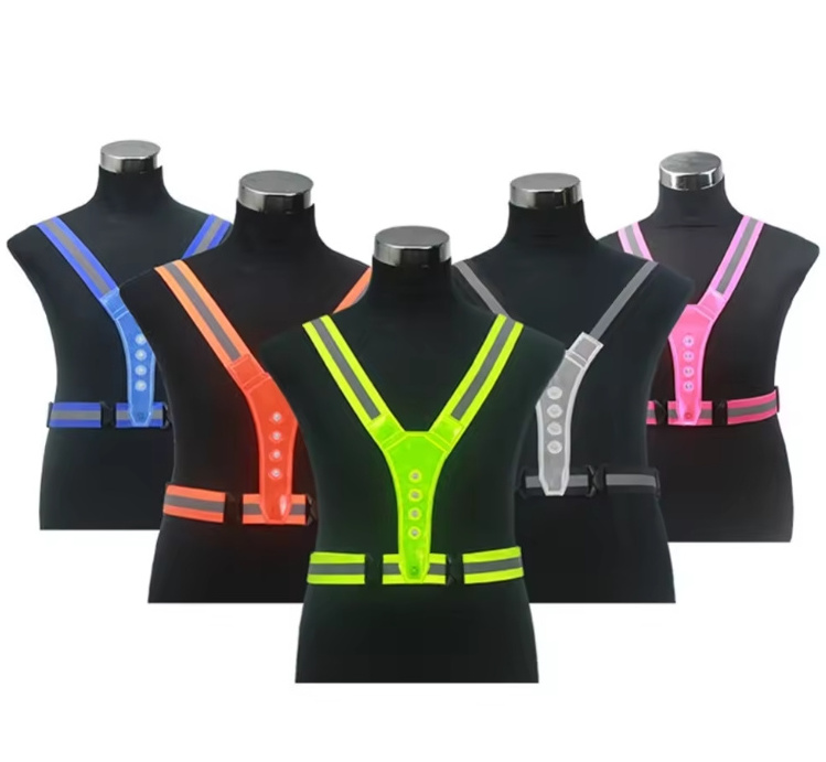 Adjustable LED Reflective Safety Vest for Running Cycling & Walking Night Visibility LED Lights