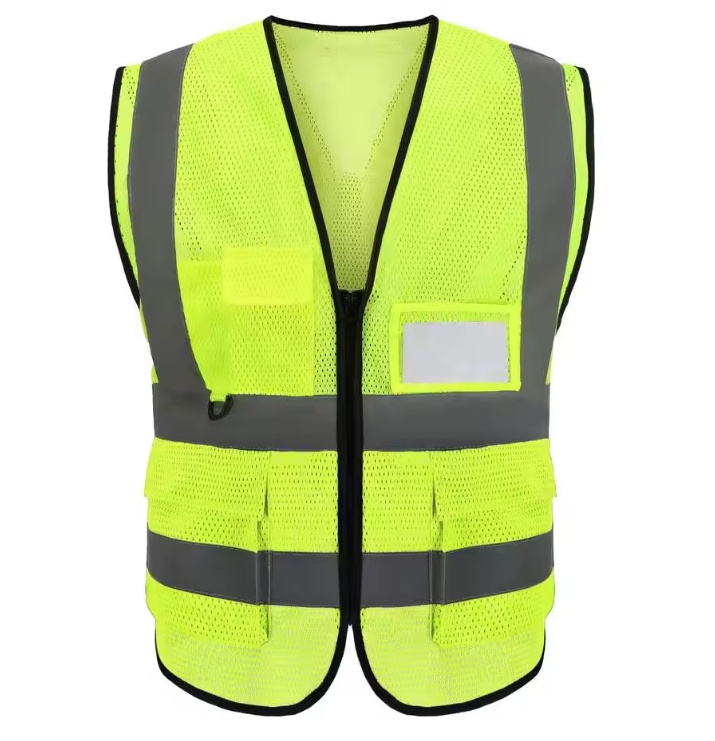 Custom Hi Vis Security Jacket Polyester Safety Vest with Reflective Yellow Orange Fluorescent for Men Women Direct Factory Logo