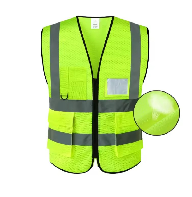 High Visibility Blue Reflective Security Work Vest with Multiple Pockets Customizable Logo