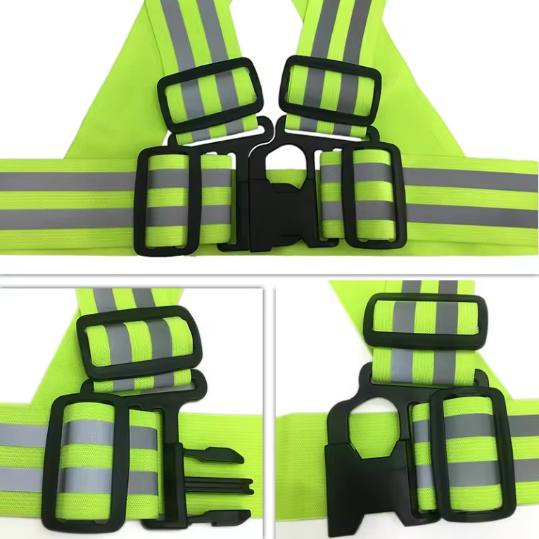 Hi Vis Construction Safety Reflective Vest Belts Black Elastic Adjustable Traffic Running Vest Reflective Clothing