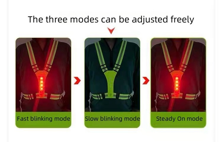 Adjustable LED Reflective Safety Vest for Running Cycling & Walking Night Visibility LED Lights