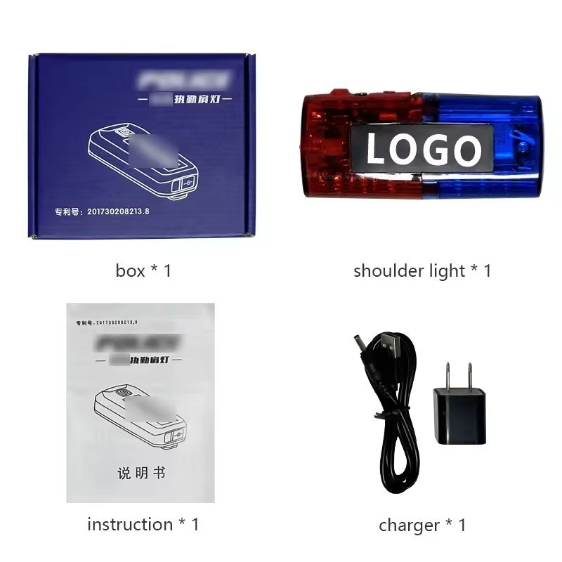 Custom Logo  Rechargeable Waterproof Outdoor Night Patrol Sheriff's Warning Flashing Shoulder Light