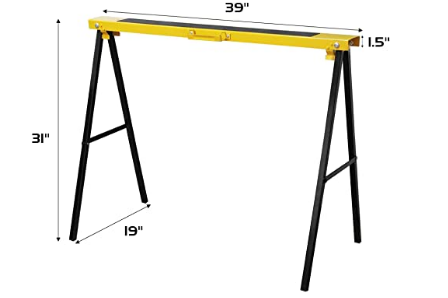 Portable Folding Sawhorse, Heavy Duty Twin Pack, 275 lb Weight Capacity Each 2 Pack (Yellow)