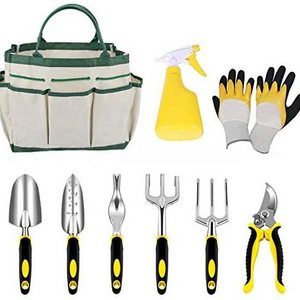 Garden Tool Set, 11 Piece Aluminum Alloy Steel Hand Tool Starter Kit with Garden Bag, Outdoor Tool