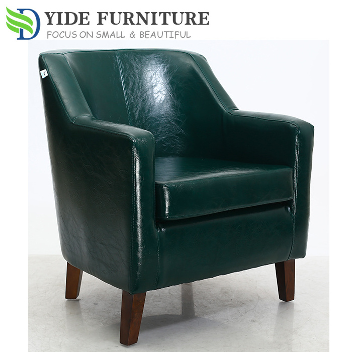 Leather relaxing sofa chair wooden frame tub chair