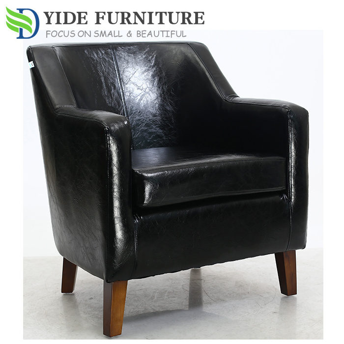 Leather relaxing sofa chair wooden frame tub chair