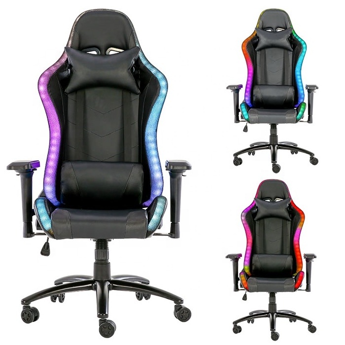 Office Furniture PU Leather Computer RGB Gamer Dropshipping LED Gaming Chair with Lights and Speakers