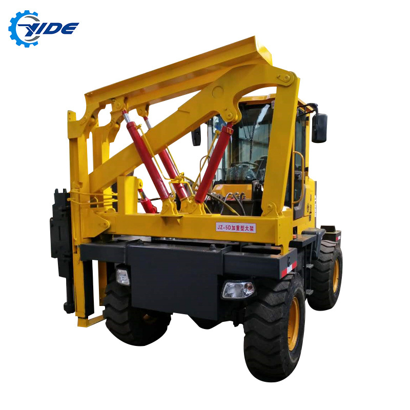 Hydraulic post installation highway guardrail pile driver