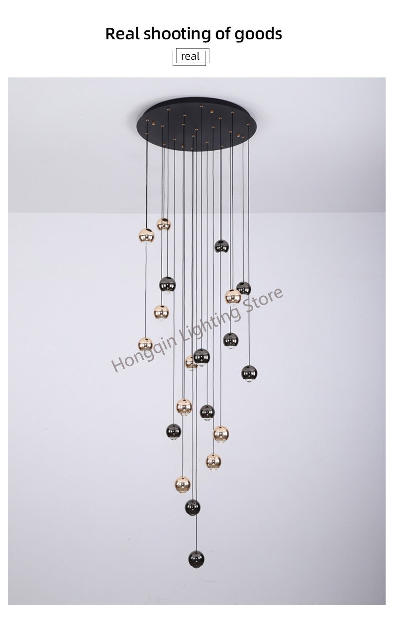 Modern minimalist staircase chandelier Dining Duplex Ceiling Lamp Living Room Hanging Light Fixture Round Ball Pendant Light