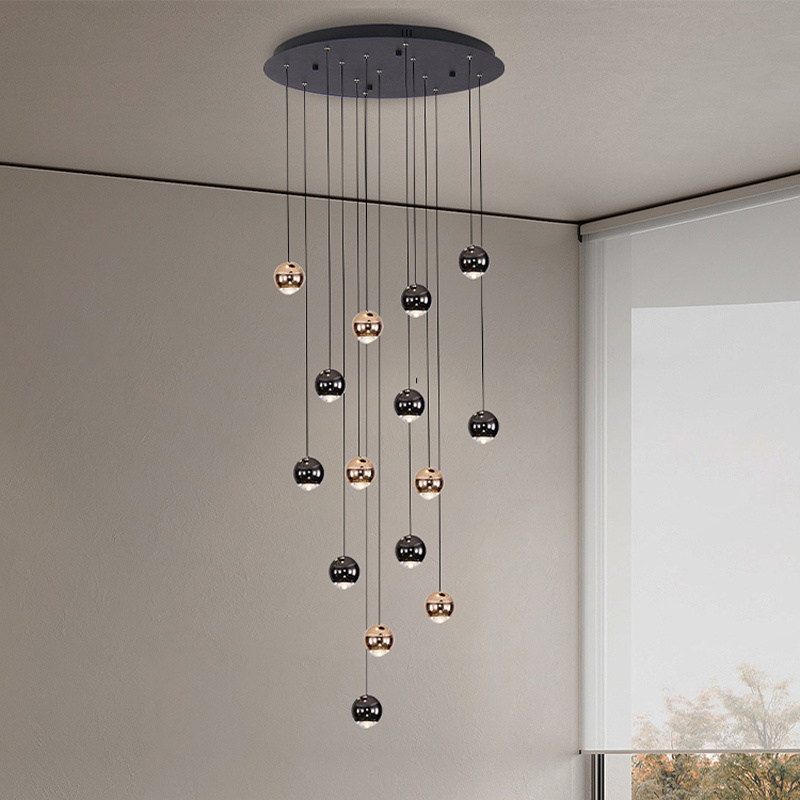 Modern minimalist staircase chandelier Dining Duplex Ceiling Lamp Living Room Hanging Light Fixture Round Ball Pendant Light