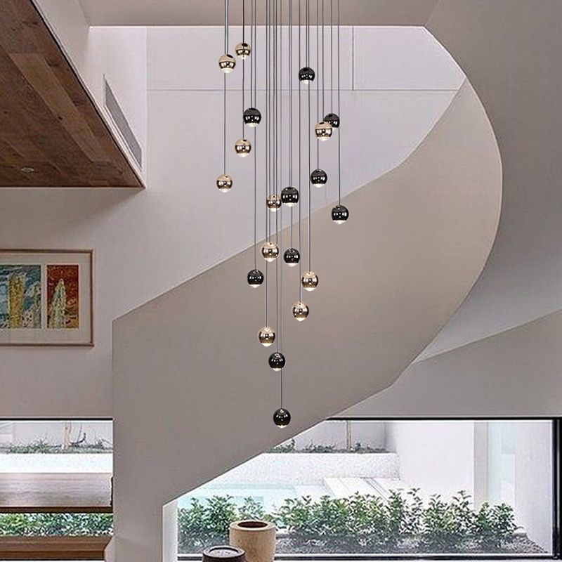 Modern minimalist staircase chandelier Dining Duplex Ceiling Lamp Living Room Hanging Light Fixture Round Ball Pendant Light