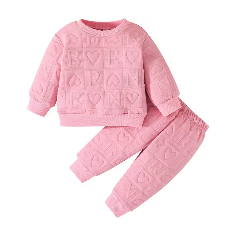 Autumn Comfort Baby Child Suit Crew Neck Long Sleeve Top & Letter Print Pants Two Piece Children's Fashion Cute Casual Suit