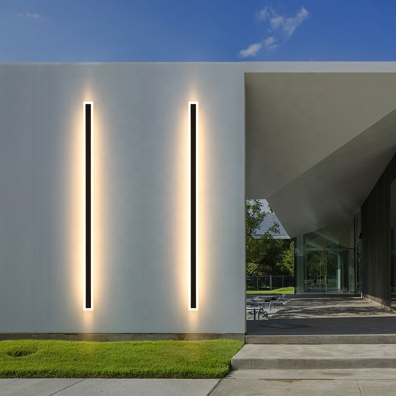 110V 220V Modern Outdoor Exterior Linear Strip Wall Light 3000K Warm White Garden Sconce Long LED Wall Lamp