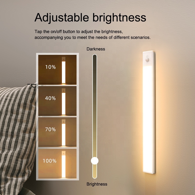 battery usb rechargeable led strip under cabinet magnetic wall night light cordless motion sensor emergency exit closet light