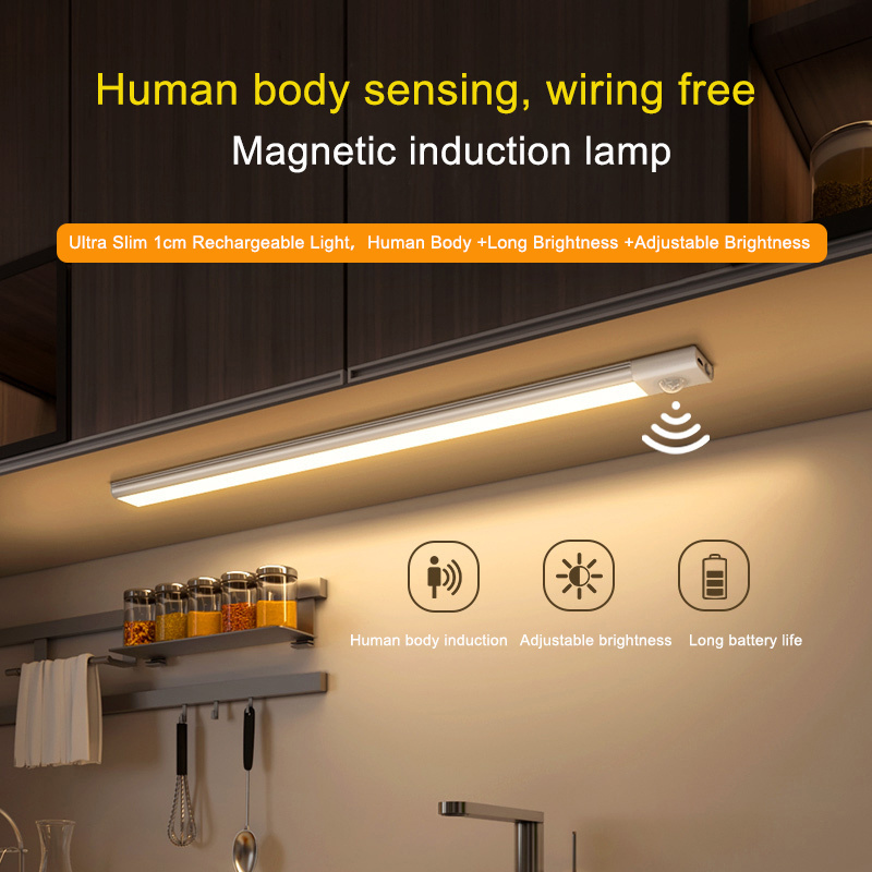 Motion Sensor Light Wireless For Kitchen Cabinet Wardrobe Lamp Staircase Backlight USB Rechargeable Led Night cabinet light