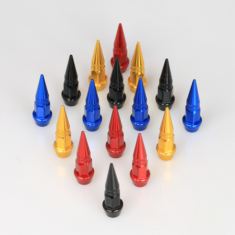 CYX Car Tire Personality Refitting Valve Cap Pointed Bullet Valve Cap Motorcycle Bicycle Valve Cap 45mm 4 PCS Tire Fittings