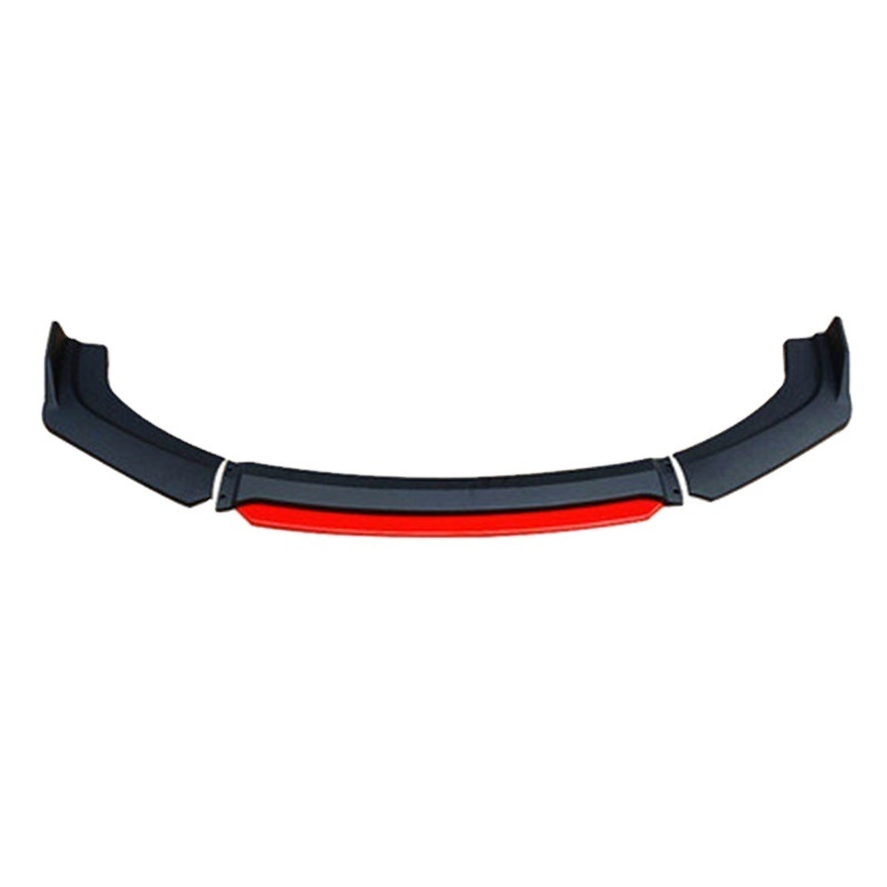 WSY Car accessories ABS Body kit Glossy black 4pcs Front Bumper Spoiler Lip With Red Part For Universal Car