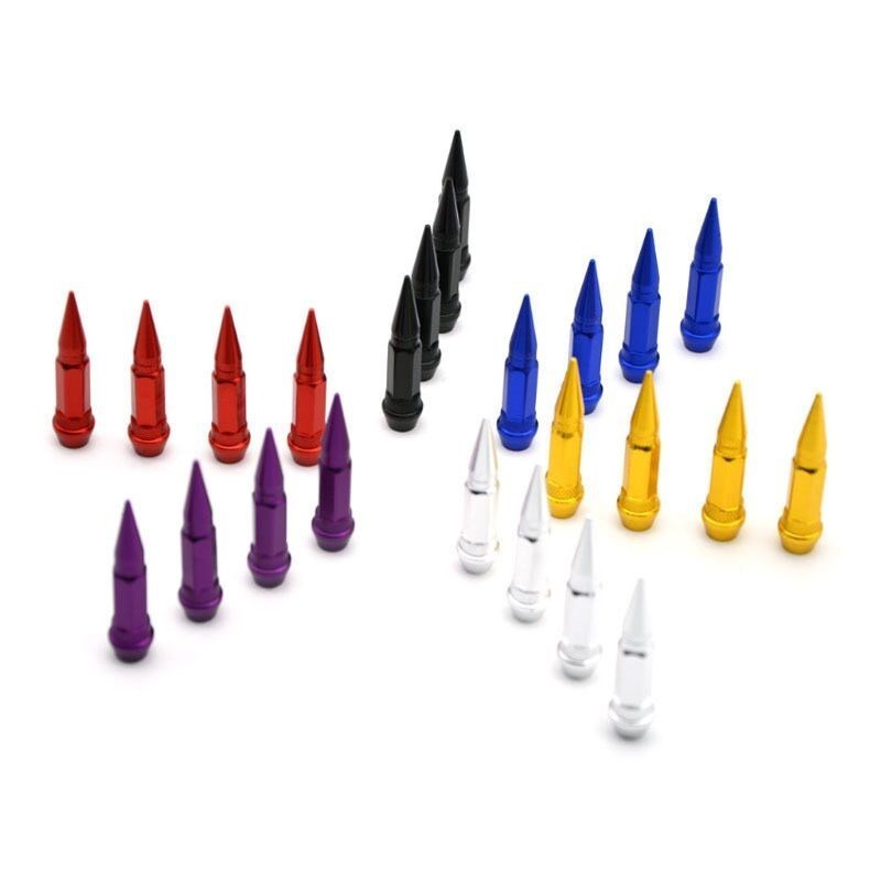 CYX Car Tire Personality Refitting Valve Cap Pointed Bullet Valve Cap Motorcycle Bicycle Valve Cap 45mm 4 PCS Tire Fittings