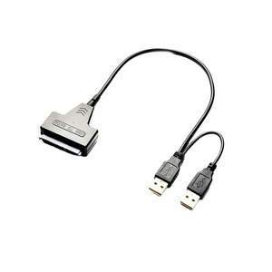 High Speed USB 2.0 To SATA 7+15 Pin 22 Pin Dual USB 2.0 to SATA Adapter Cable SATA to USB 2.5" inch Hard Disk Drive Cable