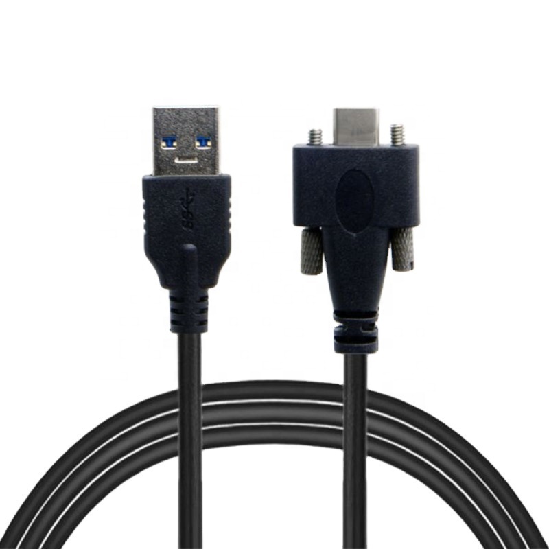 USB 3.1 Type-C Dual Screw Locking to Standard USB3.0 Data Cable Panel Mount 5Gbps Industrial Camera Video Transmission Cable