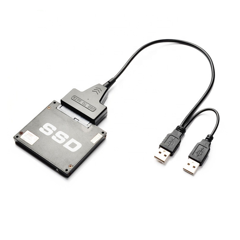 High Speed USB 2.0 To SATA 7+15 Pin 22 Pin Dual USB 2.0 to SATA Adapter Cable SATA to USB 2.5