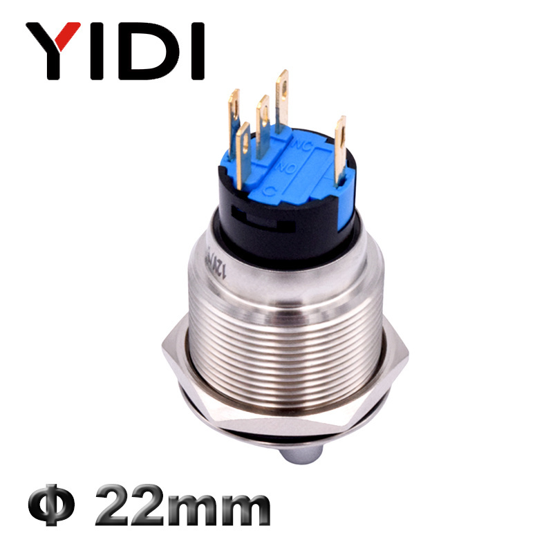 22mm LED Light Metal Rotary Selector Switch ON OFF 1NO 1NC 2NO 2NC 2 3 Position Stainless Steel Latch Knob Push Button Switch