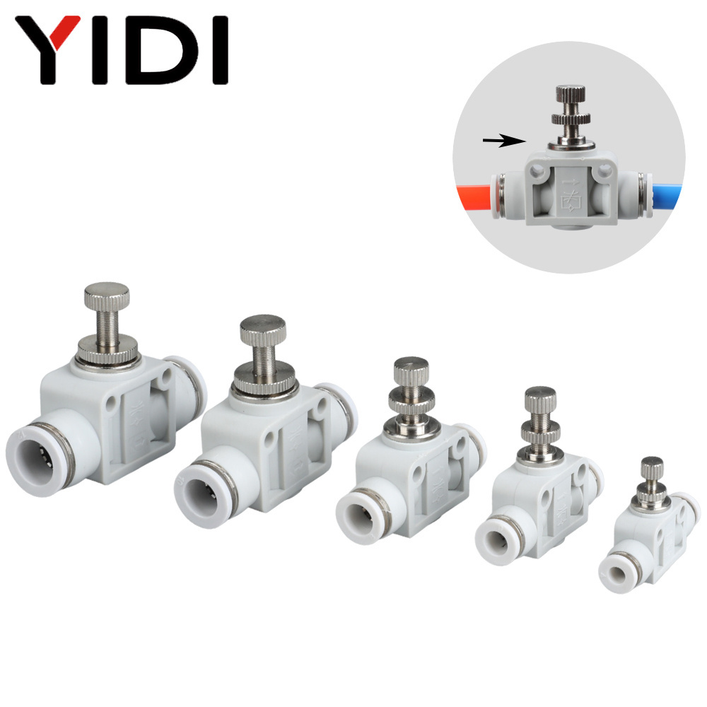 Compressed Air Pneumatic Flow Controller Control Valve with Hose Tube Push In Quick Connector Fitting Fittings 4mm 6mm 8mm 10mm