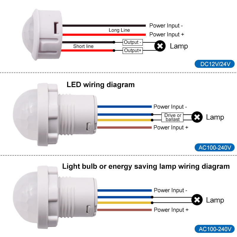 12V 24V DC 110V 220V AC Mini Ceiling Pir Infrared Motion Detector Human Body IR Sensor Inductive Switch LED Night Cabinet Light