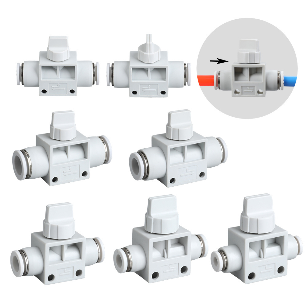 HVFF Metric Pneumatic 4mm 6mm 8mm 10mm Air Pipe Fitting Push Fit In Hose Fittings Quick Connector Hand Control Shut Off Valve