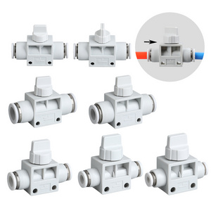 HVFF Metric Pneumatic 4mm 6mm 8mm 10mm Air Pipe Fitting Push Fit In Hose Fittings Quick Connector Hand Control Shut Off Valve