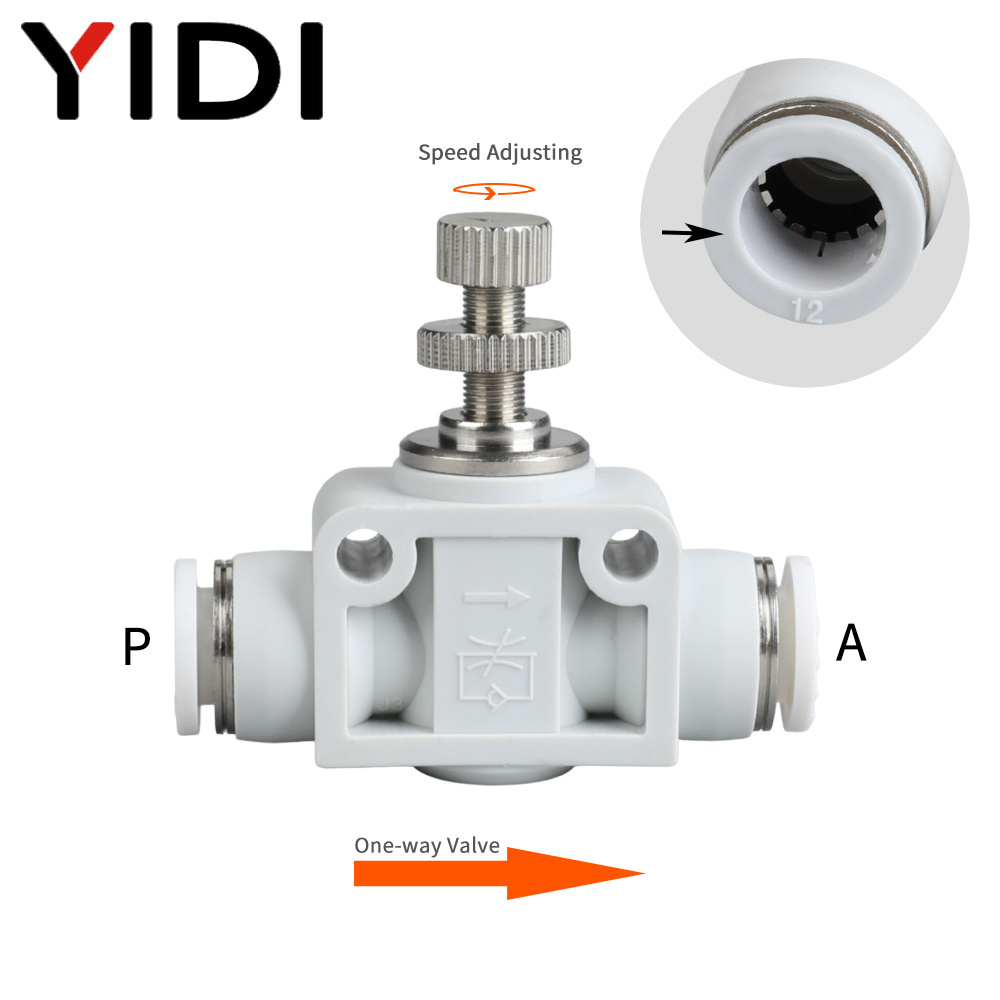 Compressed Air Pneumatic Flow Controller Control Valve with Hose Tube Push In Quick Connector Fitting Fittings 4mm 6mm 8mm 10mm